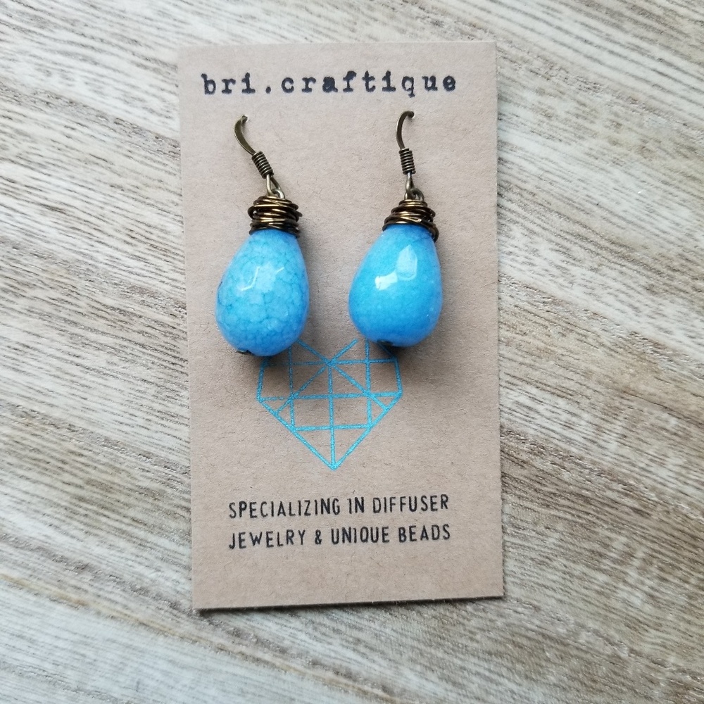 Blue Gem Teardrop Earrings